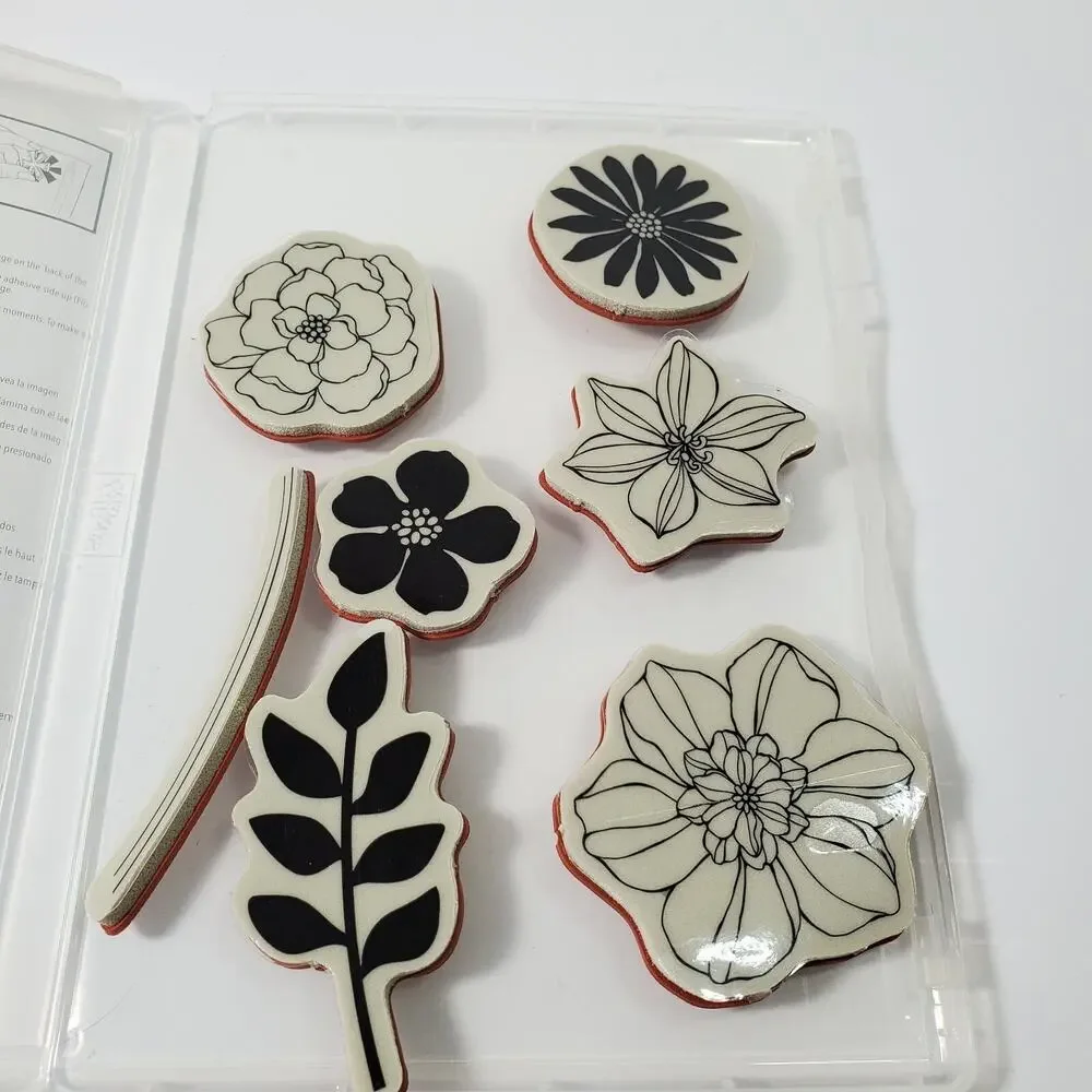STAMPIN UP Secret Garden Stamp Set 7 pieces #129144 Flowers Leaves Floral Stem